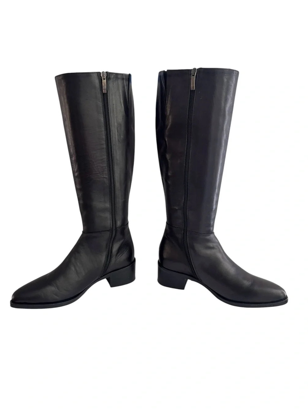 Gianni Crasto Black Leather Knee High Boots Block Heel EU 38